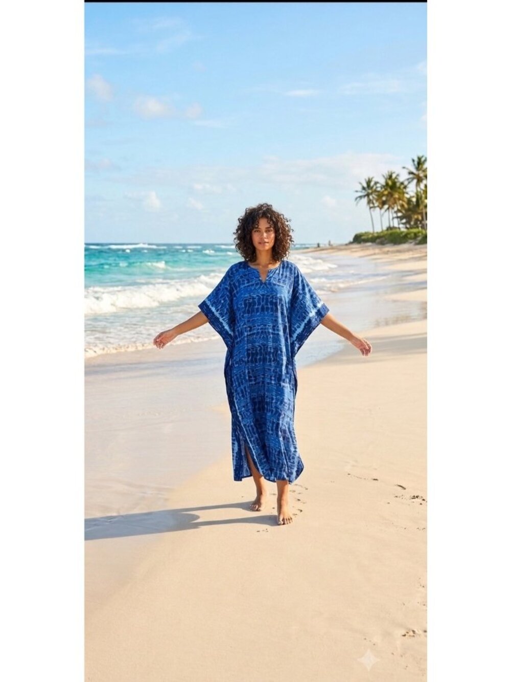 Rima Beachwear Cover Up Blue One Size Coastal Resortwear Summer Vacation Beach